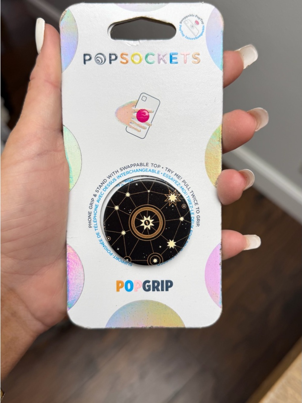 PopSocket PopGrip Phone Grip in Black and Gold Celestial Design
